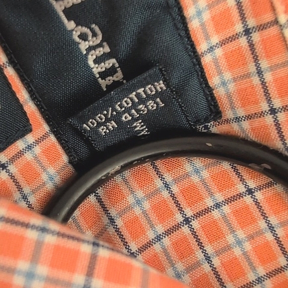 Ralph Lauren Men's Medium Short Sleeve Button Down Shirt Orange Plaid Cotton - Picture 7 of 7